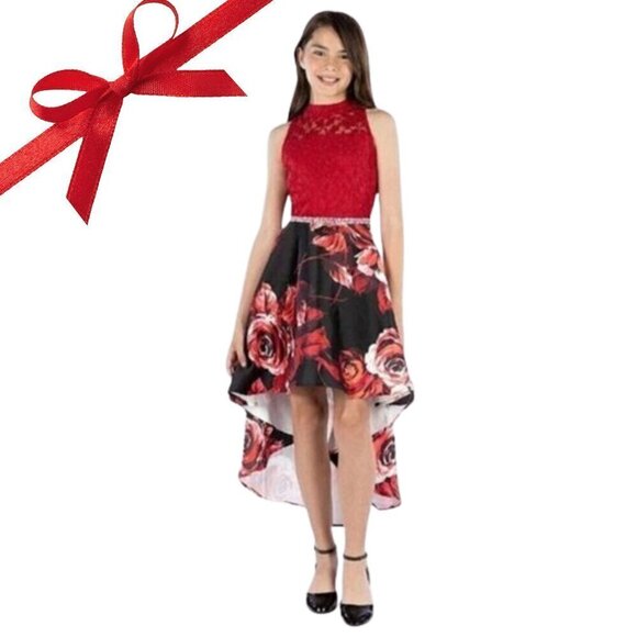 💖 NWT Girl’s Speechless Velvet Bodice Floral Dress – Size 8 - Picture 1 of 13